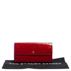 مملوكة مسبقًا محفظة لوي فيتون سارة جلد فيرنيه مونوغرامي بوم دامور أحمر 