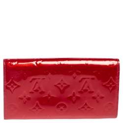 مملوكة مسبقًا محفظة لوي فيتون سارة جلد فيرنيه مونوغرامي بوم دامور أحمر 