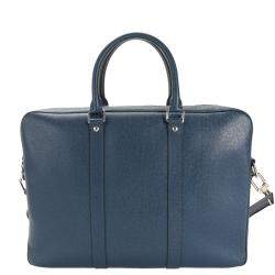 Pre Owned Louis Vuitton Blue Taiga Leather Porte-Documents Voyage PM Bag