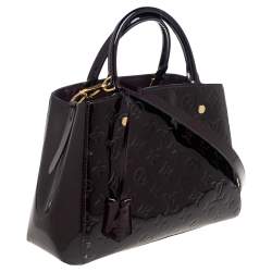 Pre Owned Louis Vuitton Amarante Monogram Vernis Montaigne BB Bag