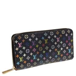 Pre Owned محفظة لوي فيتون سحاب كانفاس مونوغرامية متعددة الألوان سوداء