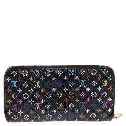 Pre Owned محفظة لوي فيتون سحاب كانفاس مونوغرامية متعددة الألوان سوداء