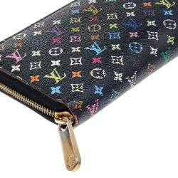 Pre Owned محفظة لوي فيتون سحاب كانفاس مونوغرامية متعددة الألوان سوداء