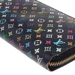 Pre Owned محفظة لوي فيتون سحاب كانفاس مونوغرامية متعددة الألوان سوداء