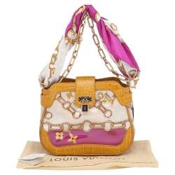 Pre Owned حقيبة لوي فيتون ليندا جلد التمساح مونوغرامي وفينيل متعدد الألوان بدلايات ووشاح