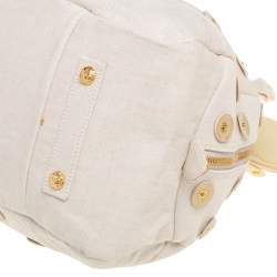 Pre Owned Louis Vuitton Light Beige Canvas Bowly Polka Dot Panama Bag