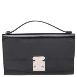 Pre Owned Louis Vuitton Black Monogram Vernis Anouchka MM Clutch 