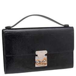 Pre Owned Louis Vuitton Black Monogram Vernis Anouchka MM Clutch 