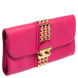 Pre Owned Louis Vuitton Pink Monogram Leather Courtney Clutch