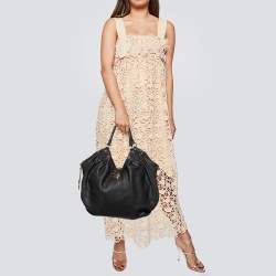 مملوكة مسبقًا Louis Vuitton Black Monogram Mahina Leather Large Hobo