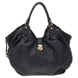 مملوكة مسبقًا Louis Vuitton Black Monogram Mahina Leather Large Hobo