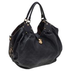 مملوكة مسبقًا Louis Vuitton Black Monogram Mahina Leather Large Hobo