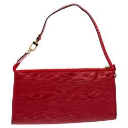 Pre Owned Louis Vuitton Red Epi Leather Pochette Accessoires Bag