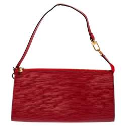 Pre Owned Louis Vuitton Red Epi Leather Pochette Accessoires Bag