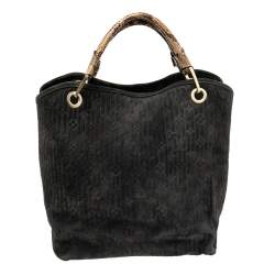Pre Owned Louis Vuitton Black Monogram Embossed Suede Limited Edition Kohl Whisper Bag