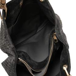 Pre Owned Louis Vuitton Black Monogram Embossed Suede Limited Edition Kohl Whisper Bag