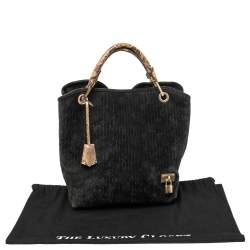 Pre Owned Louis Vuitton Black Monogram Embossed Suede Limited Edition Kohl Whisper Bag