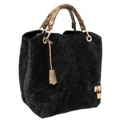Pre Owned Louis Vuitton Black Monogram Embossed Suede Limited Edition Kohl Whisper Bag
