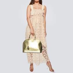 Pre Owned Louis Vuitton Vert Olive Monogram Vernis Alma GM Bag