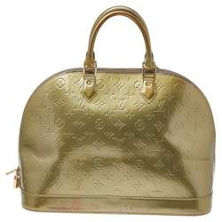 Pre Owned Louis Vuitton Vert Olive Monogram Vernis Alma GM Bag