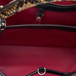 Pre Owned Louis Vuitton Black Leather And Python Capucines PM Bag