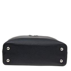 Pre Owned Louis Vuitton Black Leather And Python Capucines PM Bag