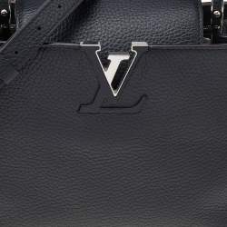 Pre Owned Louis Vuitton Black Leather And Python Capucines PM Bag