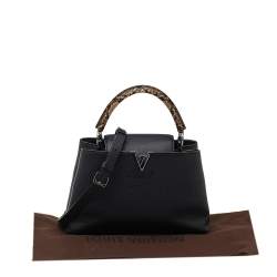 Pre Owned Louis Vuitton Black Leather And Python Capucines PM Bag