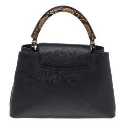 Pre Owned Louis Vuitton Black Leather And Python Capucines PM Bag