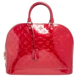 Pre Owned حقيبة لوي فيتون ألما جلد لامع مونوغرامي أحمر داكن GM