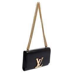 Pre Owned Louis Vuitton Black Leather Chain Louise MM Bag
