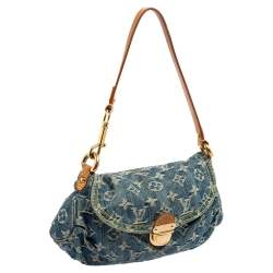 Pre Owned Louis Vuitton Blue Monogram Denim Mini Pleaty Bag
