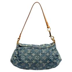 Pre Owned Louis Vuitton Blue Monogram Denim Mini Pleaty Bag