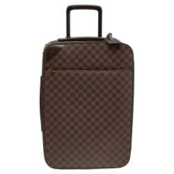 Goyard Travel 55 Carry on Luggage Black Tan Goyardine Canvas and Clamecy  Cowhide Leather