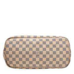 Louis Vuitton White Canvas Leather Damier Azur Neverfull MM Tote Bag 
