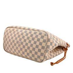 Louis Vuitton White Canvas Leather Damier Azur Neverfull MM Tote Bag 