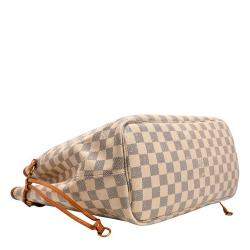 Louis Vuitton White Canvas Leather Damier Azur Neverfull MM Tote Bag 