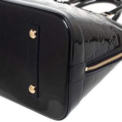 Pre Owned Louis Vuitton Blue Nuit Monogram Vernis Alma GM Bag