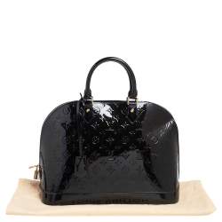 Pre Owned Louis Vuitton Blue Nuit Monogram Vernis Alma GM Bag