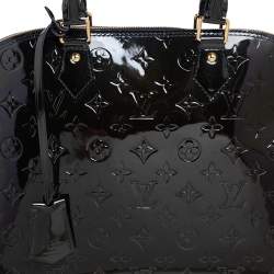 Pre Owned Louis Vuitton Blue Nuit Monogram Vernis Alma GM Bag