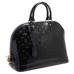 Pre Owned Louis Vuitton Blue Nuit Monogram Vernis Alma GM Bag