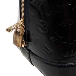 Pre Owned Louis Vuitton Blue Nuit Monogram Vernis Alma GM Bag