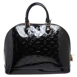 Pre Owned Louis Vuitton Blue Nuit Monogram Vernis Alma GM Bag