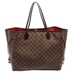 Louis Vuitton Damier Ebene Canvas And Leather Neverfull GM Bag