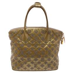 Pre Owned Louis Vuitton Green Gris Monogram Patent Leather Limited Edition Fascination Lockit Bag
