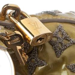 Pre Owned Louis Vuitton Green Gris Monogram Patent Leather Limited Edition Fascination Lockit Bag