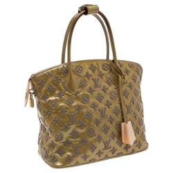 Pre Owned Louis Vuitton Green Gris Monogram Patent Leather Limited Edition Fascination Lockit Bag