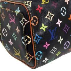 مملوكة مسبقًا Louis Vuitton Black Monogram Multicolore Canvas Limited Edition Fringe Speedy 25 Bag