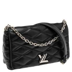 Pre Owned Louis Vuitton Black Quilted Leather GO-14 Malletage Flap Bag