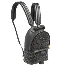 Pre Owned حقيبة ظهر لوي فيتون بالم سبرينغز جلد زهور ماليتاغ أسود متوسطة